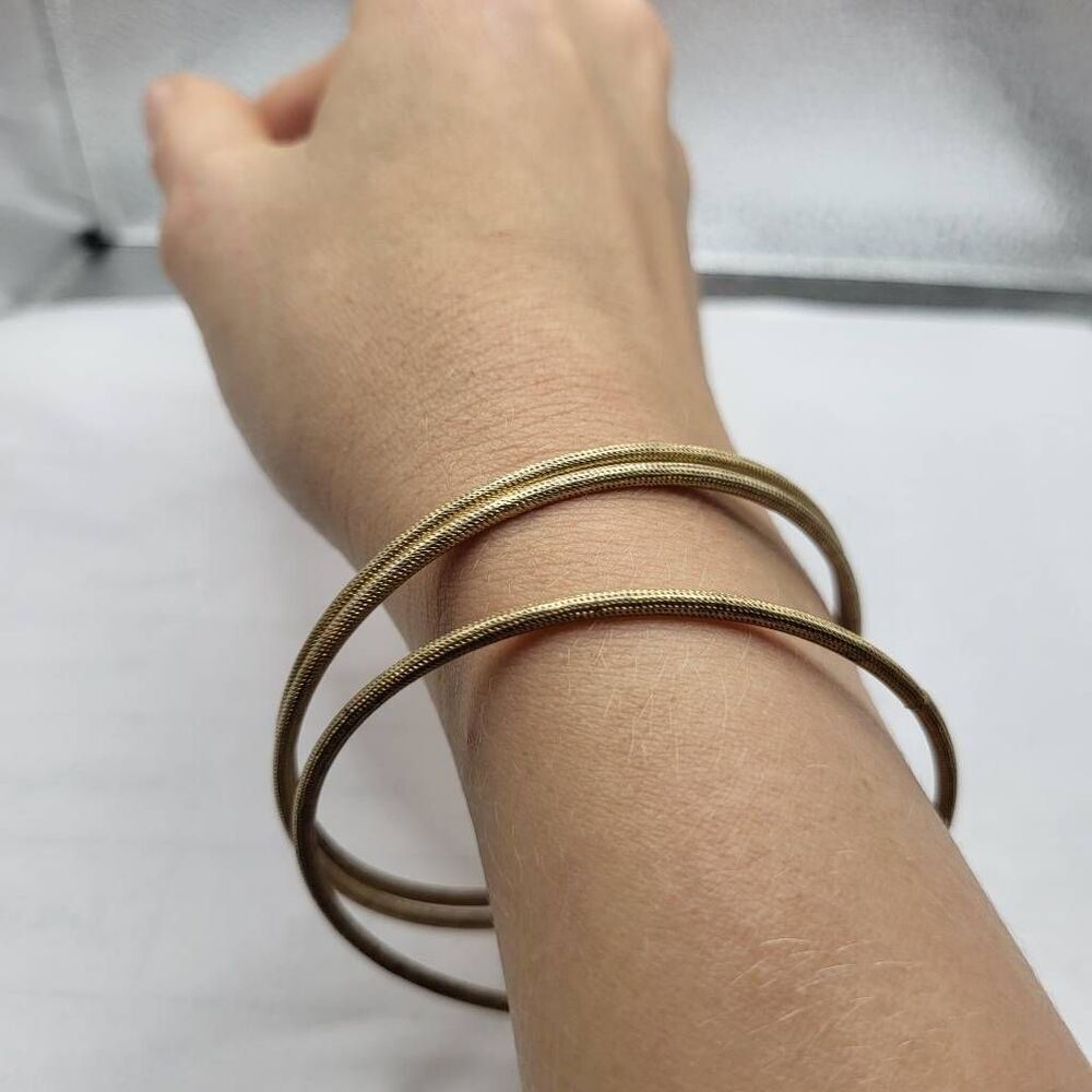 Vintage 90s Lot of 3 Etched Gold Bangle Bracelets